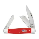 Case Large Stockman Pocket Knife 3.3" Clip, Sheepfoot and Spey Carbon Bowl Blade Synthetic Handle Red - Case Knives