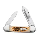 Case Canoe Pocket Knife 2.6" Spear Point Chrome Vanadium Satin Blade Bone Handle Amber - Case Knives