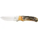 Bear & Son India Stag Fixed Blade Knife 3.125" Drop Point 440HC Satin Blade Bone Handle Stag - Bear & Son