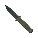 Demko Knives Armiger 4 Fixed Blade Knife 4" Clip Point 80CrV2 Black Powder Coat Blade Rubber Handle OD Green - Demko Knives