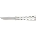 Bear & Son SS114 Butterfly Knife 3.625" Clip Point 440 Bead Blasted Blade Stainless Steel Handle Stainless - Bear and Son Cutlery