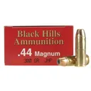 Black Hills 44 Remington Magnum Ammo 300 Grain Jacketed Hollow Point Box of 50 - Black Hills