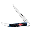 Case Medium Texas Toothpick Pocket Knife 3.4" Clip Point Tru-Sharp Mirror Polished Blade Jigged Bone Handle Navy Blue - Case Knives