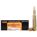 HSM Trophy Gold 280 Remington Ammo 140 Grain Berger Hunting VLD (Very Low Drag) Jacketed Hollow Point Box of 20 - Hsm