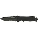 BLACKHAWK! Point Man Assisted Opening Pocket Knife 3.31" Partially Serrated Drop Point D2 Black PVD Blade G-10 Handle Black - Blackhawk!