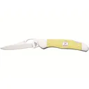 Bear & Son Cowhand Pocket Knife 2.875" Drop Point 1095 Satin Blade Delrin Handle Yellow - Bear & Son