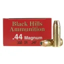 Black Hills 44 Remington Magnum Ammo 300 Grain Jacketed Hollow Point Case of 500 (10 Boxes of 50) - Black Hills