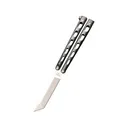 Bear & Son Armor Piercing Butterfly Knife 3.375" Tanto Point 440A Black TI Blade Zinc Handle Black - Bear & Son