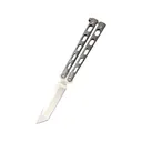 Bear & Son Armor Piercing Butterfly Knife 3.375" Tanto Point 440 Bead Blasted Blade Zinc Handle Silver Vein - Bear & Son