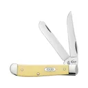 Case Mini Trapper Pocket Knife Clip and Spey Chrome Vanadium Blades Yellow Delrin Handle - Case Knives
