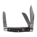 American Buffalo Knife & Tool Tombstone Stockman Pocket Knife 2.875" Clip Point Damascus Satin Blade Bone Handle Black - American Buffalo Knife & Tool