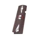 Kimber Elite Grips for 1911 Government, Commander Ambidextrous Safety Cut Laminate Ruby and Charcoal with Kimber Logo - Kimber