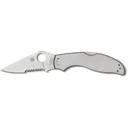 Spyderco UpTern Pocket Knife 2.84" Partially Serrated Drop Point 8Cr13MoV Satin Blade Stainless Steel Handle Stainless - Spyderco