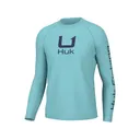 Huk Men's Icon Long Sleeve Crew Neck Shirt Marine Blue XL - Huk