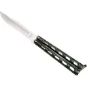 Bear & Son Silver VeinButterfly Knife 3.625" Drop Point 440A Satin Blade Zinc Handle Black - Bear & Son