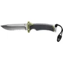 Gerber Ultimate Fixed Blade Knife 4.75" Partially Serrated Drop Point 7Cr13 Satin Blade Rubber Handle Black/Green - Gerber