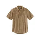 Carhartt Men's Rugged Flex Relaxed Fit Midweight Canvas Short Sleeve Shirt Dark Khaki Large - Carhartt