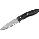 Boker Knives Vernery Fixed Blade Knife 3.58" Drop Point Damascus Blade Wood Handle Black - Boker Knives