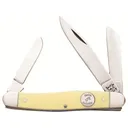 Bear & Son C347 Pocket Knife 2.875" Clip, Sheepfoot, and Pen 1095 Satin Blade Delrin Handle Yellow - Bear & Son