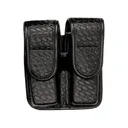Bianchi 7902 AccuMold Elite Double Magazine Pouch Single Stack 9mm, 45 ACP Hidden Snap Basketweave Trilaminate Black - Bianchi
