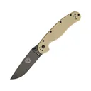 Ontario RAT 1 Pocket Knife 3.6" Drop Point AUS-8 Black Blade Nylon Handle Desert Tan - Ontario