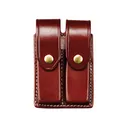 Triple K 45 Dual Magazine Pouch Single Stack 9mm Luger, 45 ACP Leather Walnut Oil - Triple K