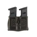 Safariland 079 Snap-On Double Magazine Pouch 2-1/4" Colt Government 380, Mustang, S&W Sigma 380, Walther PP, PPK, PPK/S Leather Basketweave Black - Safariland
