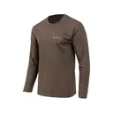 Beretta Men's Walk Em Long Sleeve Crew Neck T Shirt Brown XL - Beretta