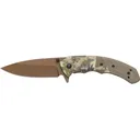 Browning Auric Assisted Opening Pocket Knife 3.375" Drop Point D2 Tan Blade G-10 and Aluminum Handle Camo - Browning