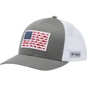 Columbia Mens PFG Fish Flag Mesh Snap Back Hat Titanium/White - Columbia
