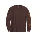 Carhartt Men's Loose Fit Heavyweight Logo Sleeve Graphic Long Sleeve Crew Neck T Shirt Port Large - Carhartt