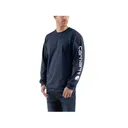 Carhartt Men's Loose Fit Heavyweight Logo Sleeve Graphic Long Sleeve Crew Neck T Shirt Navy 2XL - Carhartt