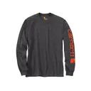 Carhartt Men's Loose Fit Heavyweight Logo Sleeve Graphic Long Sleeve Crew Neck T Shirt Carbon Heather Large - Carhartt