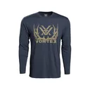 Vortex Optics Men's Full Tine Long Sleeve Crew Neck T Shirt Navy Heather Medium - Vortex