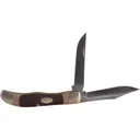 Old Timer Hunter Pocket Knife 4" Clip Point 7Cr17MoV Satin Blade Delrin Handle Brown - Old Timer