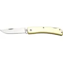 Bear & Son Farmhand Lockback Pocket Knife 3.625" Drop Point 1095 Carbon Satin Blade Aluminum Handle Yellow - Bear & Son