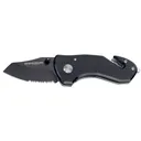 Boker Knives Compact Rescue Pocket Knife 2.375" Partially Serrated Sheepsfoot 440 Black Blade Aluminum Handle Black - Boker