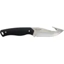 Schrade Exertion GH Fixed Blade Knife 4" Drop Point with Gut Hook AUS-10 Satin Blade Kraton Handle Black - Schrade