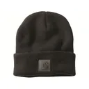Carhartt Mens Knit Cuffed Leather Patch Beanie Black - Carhartt