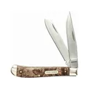 Old Timer Gunstock Trapper Pocket Knife 2-Blade Clip and Spey Point 7Cr17MoV High Carbon Stainless Steel Desert Iron Wood Handle - Old Timer