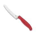 Spyderco Z-Cut Blunt Tip Kitchen Knife 4.3" Fully Serrated CTS BD1N Satin Blade Polypropylene Handle Red - Spyderco