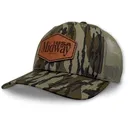 MidwayUSA Mens Richardson 112 Leather Patch Camo Trucker Hat Mossy Oak Original Bottomland/Loden - MidwayUSA