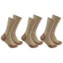 Carhartt Men's Midweight Crew Socks Khaki Large 3 Pack - Carhartt