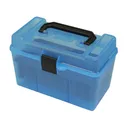 MTM Deluxe Flip Top Ammo Box with Handle 17 Remington to 222 Remington Magnum 50-Round Plastic Clear Blue - MTM Case-gard