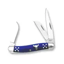 American Buffalo Knife & Tool Cattleman Stockman Pocket Knife 2.5" Clip Point 8Cr13MoV Satin Blade Delrin Handle Blue - American Buffalo Knife & Tool