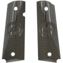Kimber NMCB-28 Seebee Engraved Insignia Smooth / Checkered Black / Gray Linen Micarta Grips for Full Sized 1911 Pistols - GunMag Warehouse