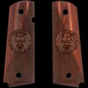 Kimber SOCOM Javaman Inspired Engraving Smooth / Checkered Rosewood Laminate Grips for Full Sized 1911 Pistols - GunMag Warehouse