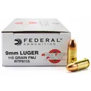 FEDERAL Range and Target 9mm Luger 115gr FMJ 50rd/Box Pistol Ammo (RTP9115) - Federal Ammo