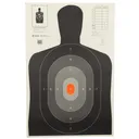 Action Target B-27E Pros Target, Shaded Scoring Rings Starting Outside And Going Dark To Light With A Bright Orange Center, Silhouette Cut Off Below Ring 7, 23"x35", 100 Per Box B-27EPROS-100 - Action Target