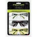 3M/Peltor SecureFit 400, Anti-fog Glasses, Lightweight, Amber/Clear/Gray, Safety Eyewear 3-Pack SF400-P3PK-6 - 3M Peltor